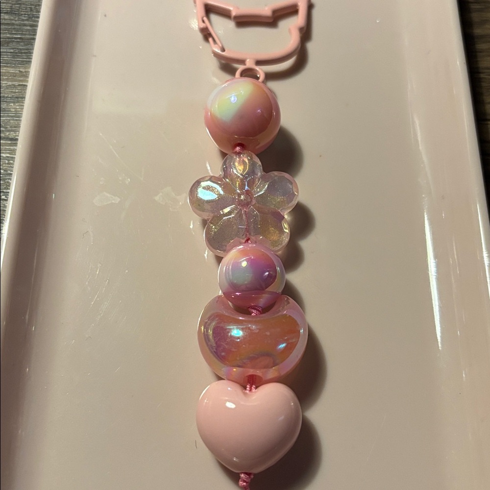 Pink Beaded Key Holder - Picture 2 of 2